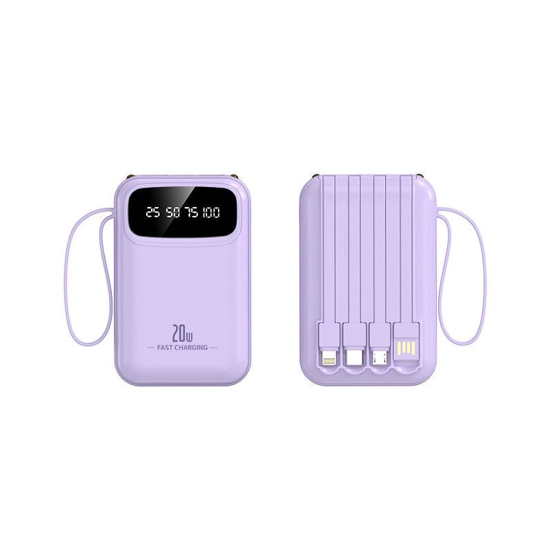 20W Fast Charging Power Bank with Built-in Cables